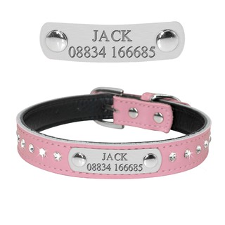 Personalized Padded Leather Dog Collars Custom Pet Cat Puppy Id Name Pink Xs S M Shopee Singapore