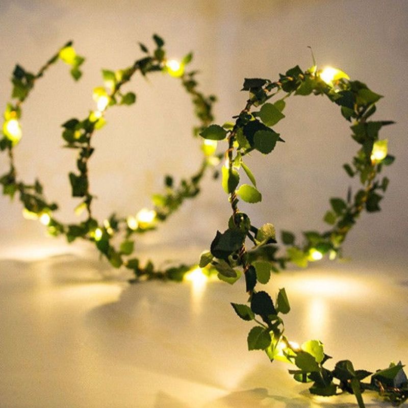 Rose Flower Leaves Garland/Fairy Light/ Led Copper Wire Battery Operated String Lights/ Wedding Christmas Home Party Decoration