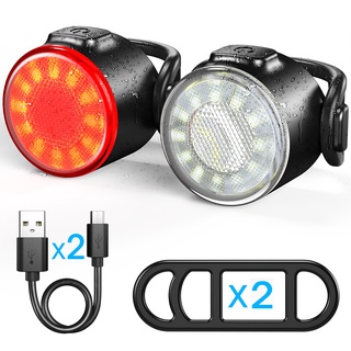 LED Mountain Bike Bicycle Front Rear Light USB Rechargeable Waterproof