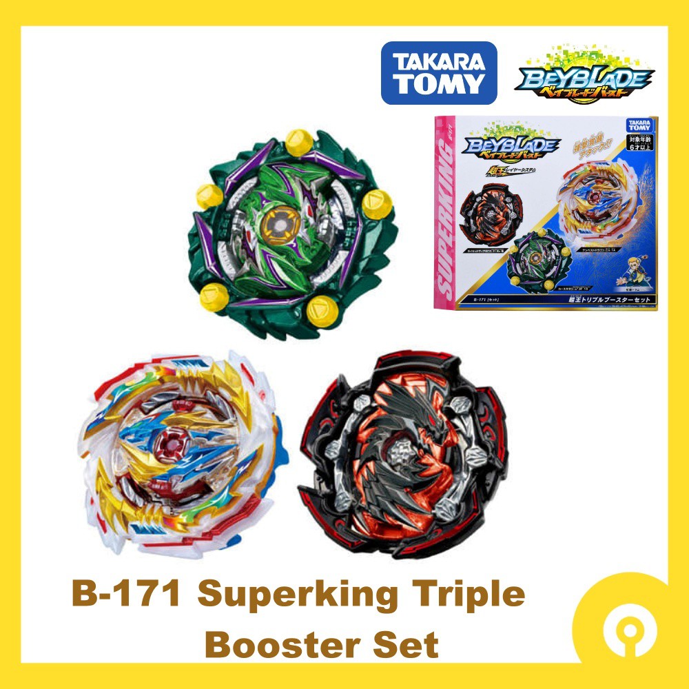 Takara Tomy Beyblade Burst B 171 Superking Triple Booster Set Tempest Dragon Mainan Gasing 