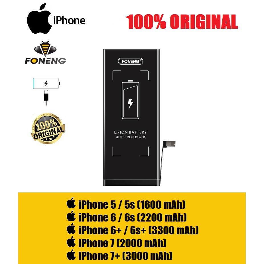 Original Iphone Foneng Battery 5 5s 6 6s 6 Plus 6s Plus 7 7 Plus Shopee Singapore