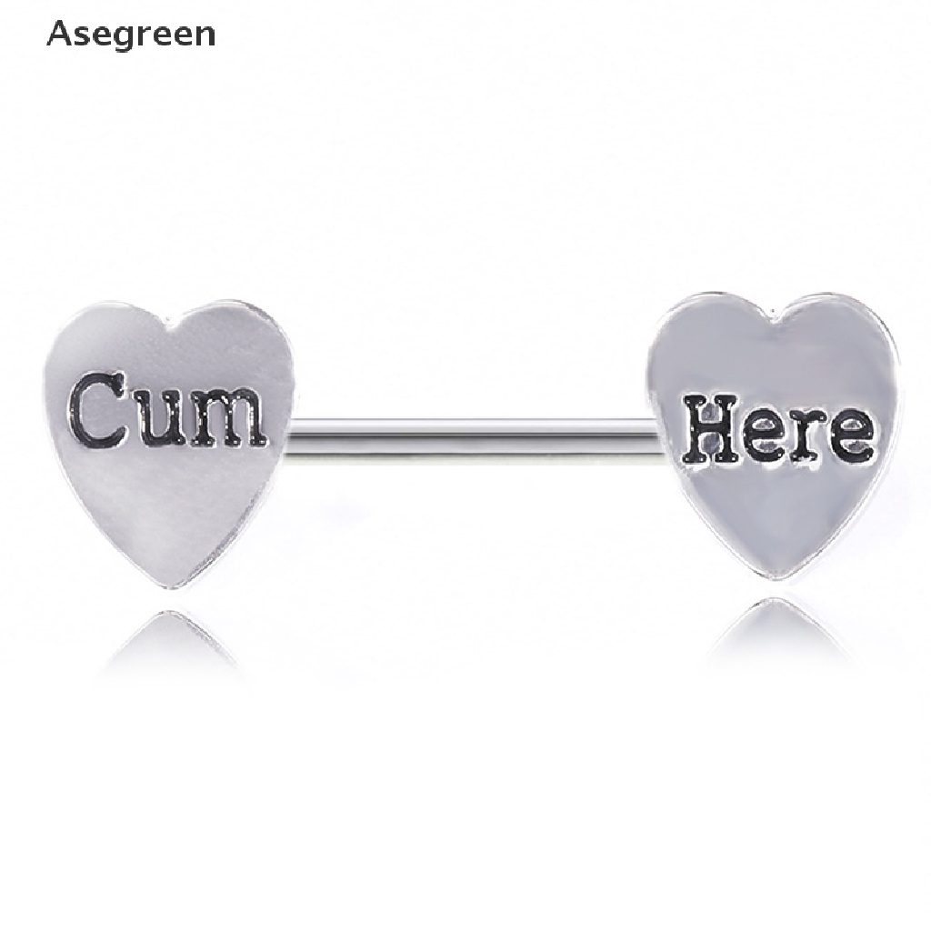 Image of [Asegreen] 2Pc Stainless Steel Heart Barbell Letter Nipple Ring Helix Piercing Body Jewelry Good goods #6