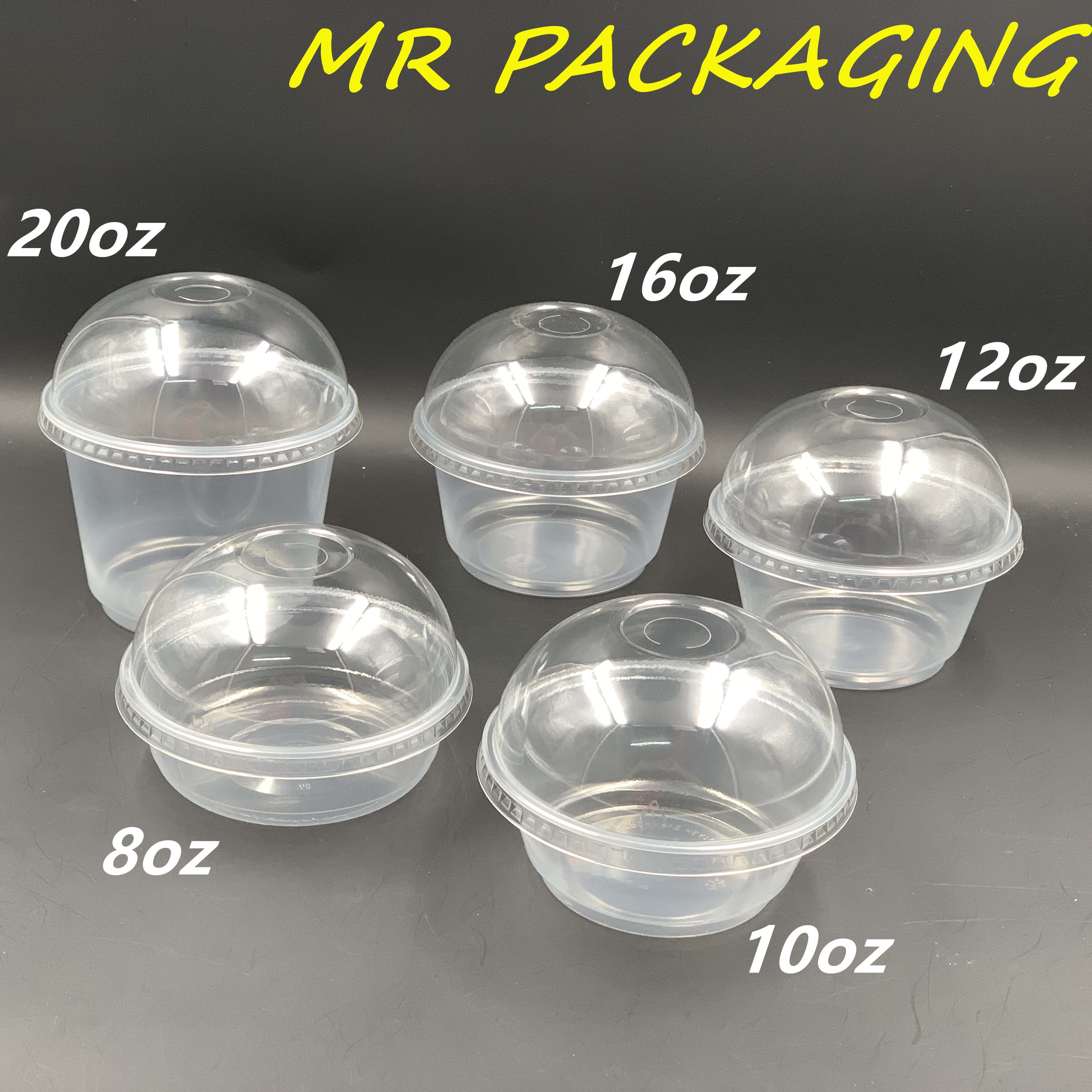 8 10 12 16 20 Oz Round Disposable Plastic Food Container With Dome Lid 50sets Bekas Penutup Bulat Shopee Singapore
