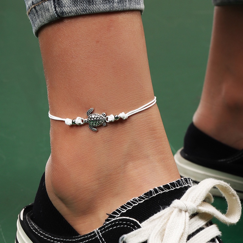 2022 summer new sea marine series retro silver turtle tortoise anklet