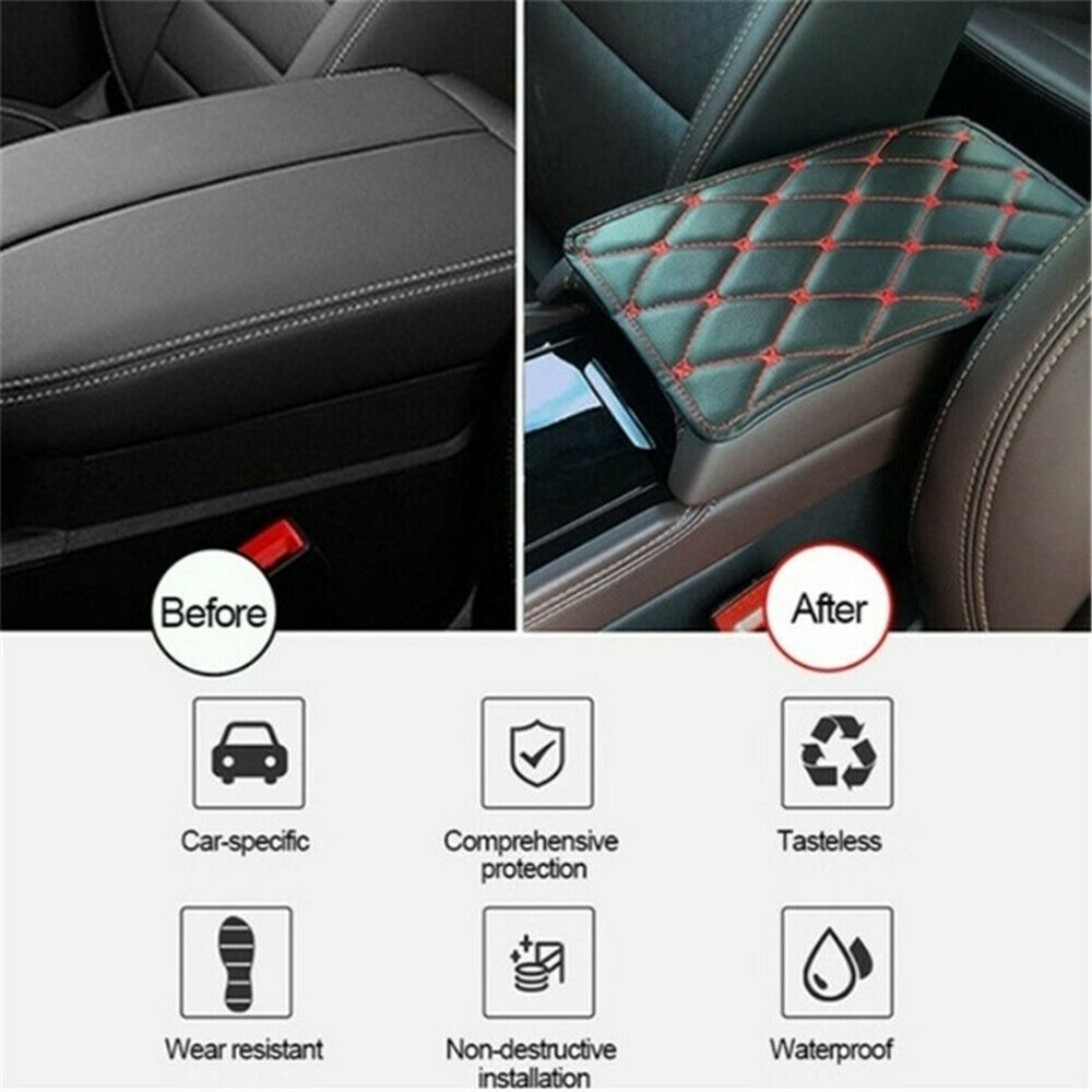 Color : A JIANWEI For Ford Car Leather Armrest Pad Wear-resistant And Non-slip Car Armrest Box Cover Increase Pad Armrest Box Pad Waterproof Car Arm Pad，with Logo 