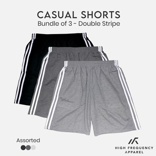 Image of [BUNDLE OF 3] Stripe Unisex HF Casual Shorts | Home Shorts | Grey Shorts | Men Shorts