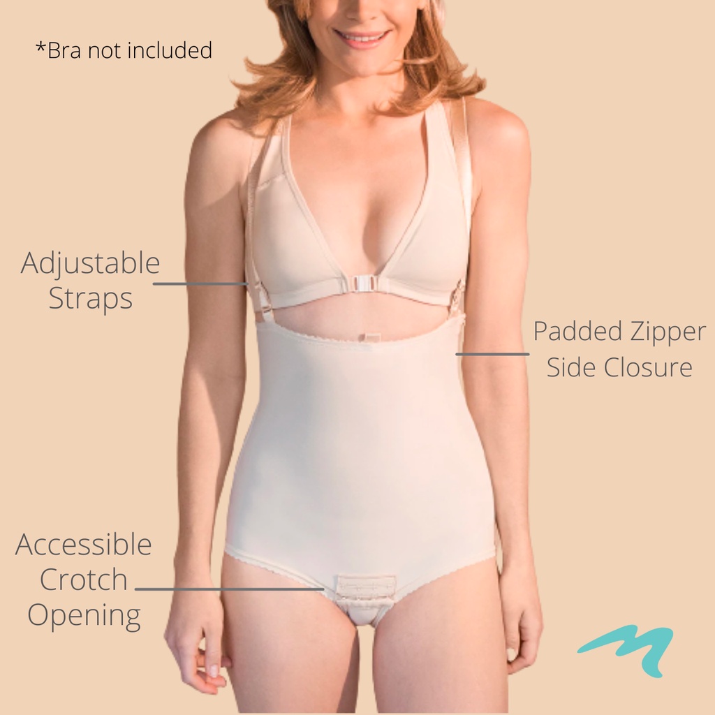 FBA Marena Compression Girdle with Suspenders Bodysuit Zip Garment