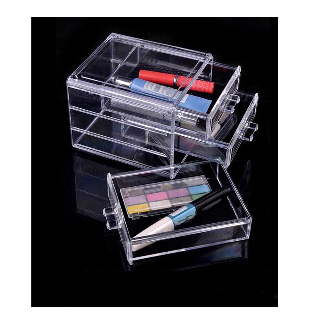 Clear Acrylic 3 Drawer Clarity Stacking Storage Makeup Organizer Box