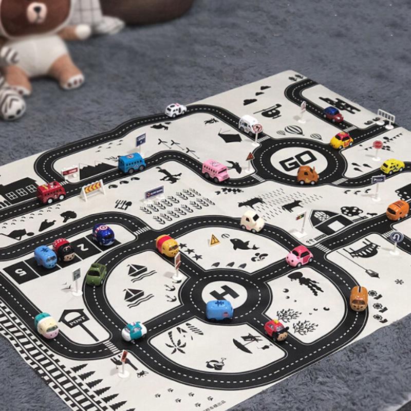 Children Kid Rug Town Road Parking Cars Map City Cars Toy Rug Play Mat
