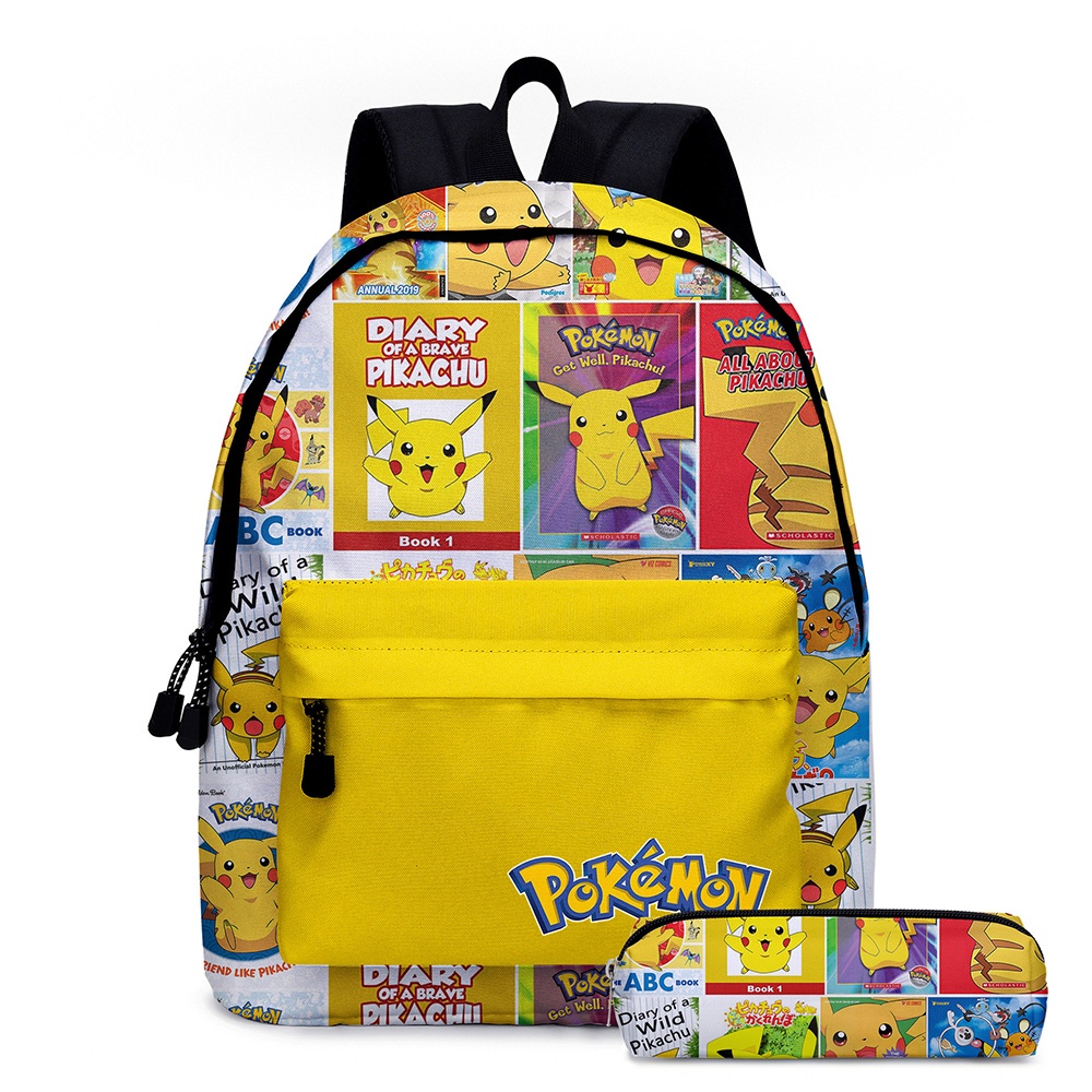 Luminous Pokemon Backpack Rucksack School Bag Kids Backpack for Boys and Girls Black Thunder Pokemon Bag with Luminous Eyes 