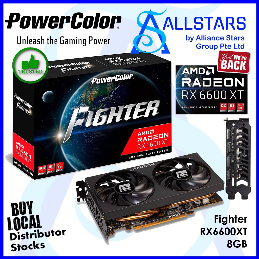 (ALLSTARS) PowerColor Radeon AMD Radeon RX 6600 XT / RX6600XT Fighter ...