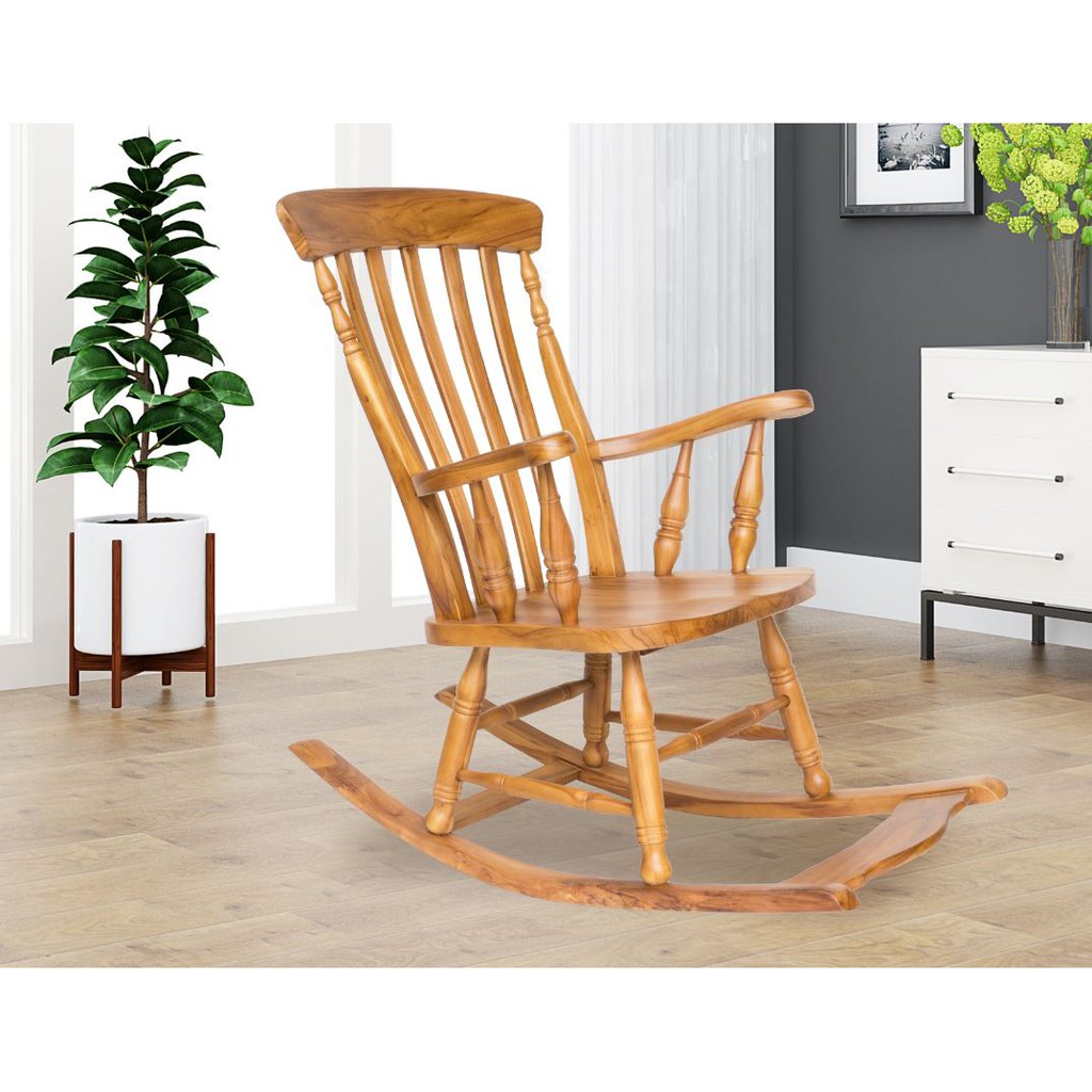 Grandoise Classic Teak Wood Rocking Chair Shopee Singapore