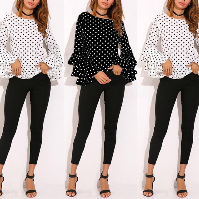 women's plus size polka dot tops