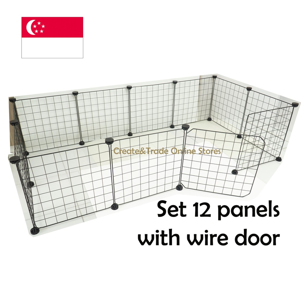 [SG Seller] 🇸🇬 Set 12p Pet fence With Door / Playpen for rabbit/guinea