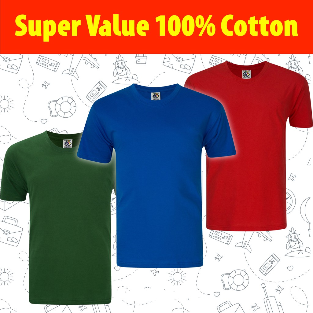 BUY 1 FREE 1 Baju  Cotton  Kosong  7 Warna 2 Pcs T Shirt 