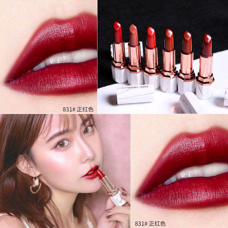 Xixi Marble Lipstick Tomato Ox Blood Color Guli Milk Tea Student Style 