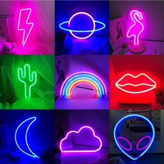 [Ship Within 24 Hours】 LED Neon Lights Hello Alien Planet Cloud Neon Light Sign Bedroom Wall Lamp Battery&USB Powered