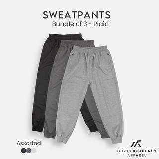Image of [BUNDLE OF 3] Plain Sweatpants Unisex HF Casual | Homewear | Grey Pants | Men Joggers | Sports
