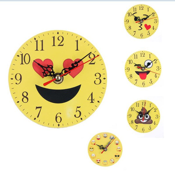 Stylish Funny Desk Slient Emoji Emoticon Clock Bell Round Digital