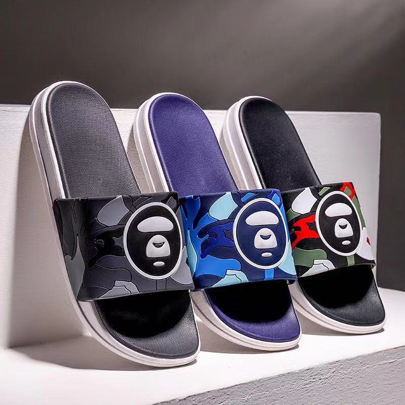 Bape Summer Men Soft Slippers Boy Outdoor Beach Sandals Flat Slippers Bedroom Shoes Men Flip Flops