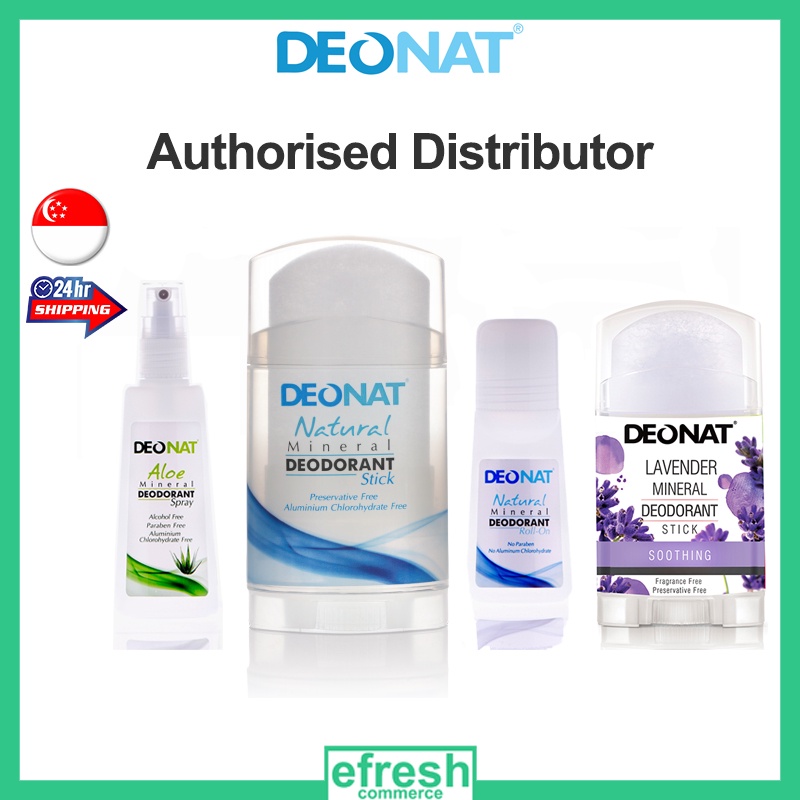 DEONAT Mineral Crystal Deodorant Stick, Roll on & Spray Hypoallergenic, Non Sticky, No White