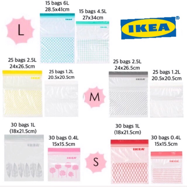 IKEA Zip Lock Plastic Bag | Beg Plastik Dengan Zipper Lock | Ziploc | Shopee Singapore