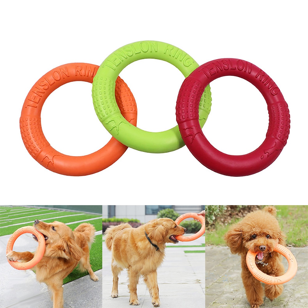 Dog Toy Flying Ring EVA Pet Pull Ring Bite-Resistant Floating Dog Toy Non-Toxic Durable Rubber Pet Chew Toy for Outdoor Interactive 