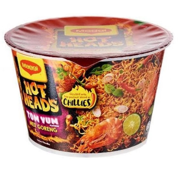 Maggi Hot Heads Instant Bowl Noodle - Tom Yum Goreng 97g | Shopee Singapore