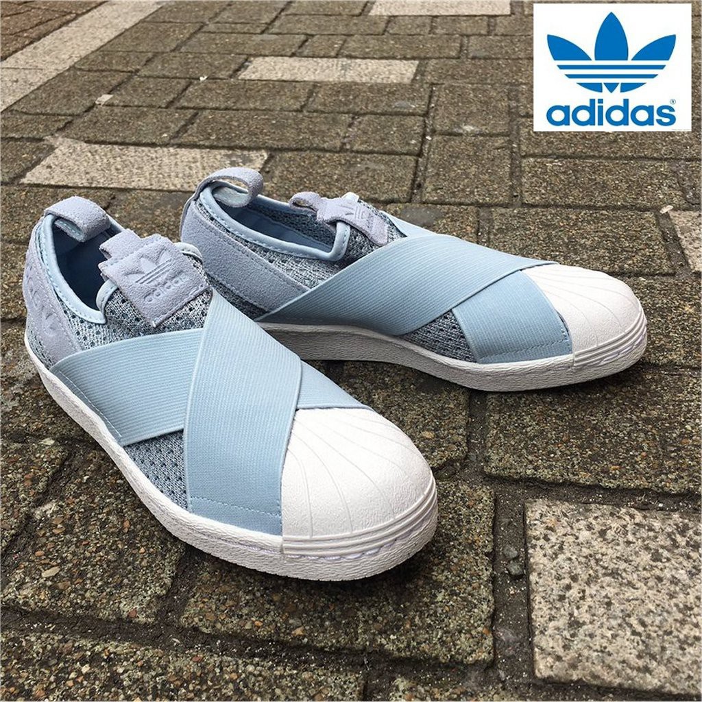 adidas originals superstar slip on women Blue