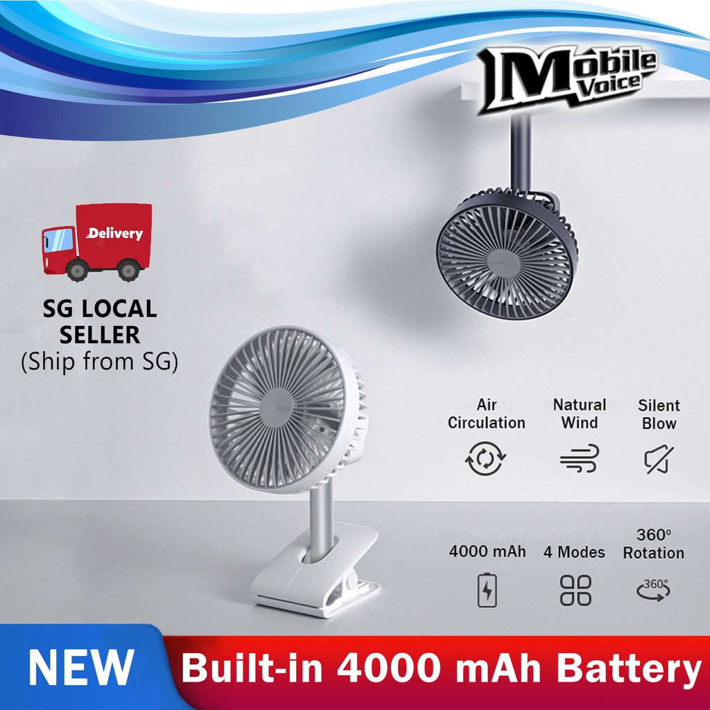 EnergMax Clamp Table Fan with 4000 mAh builtin Rechargeable Battery