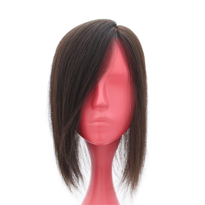 Women 100 Real Human Hair Topper Toupee Clip Lace Top Wig Hairpieces Black Brown Shopee Singapore