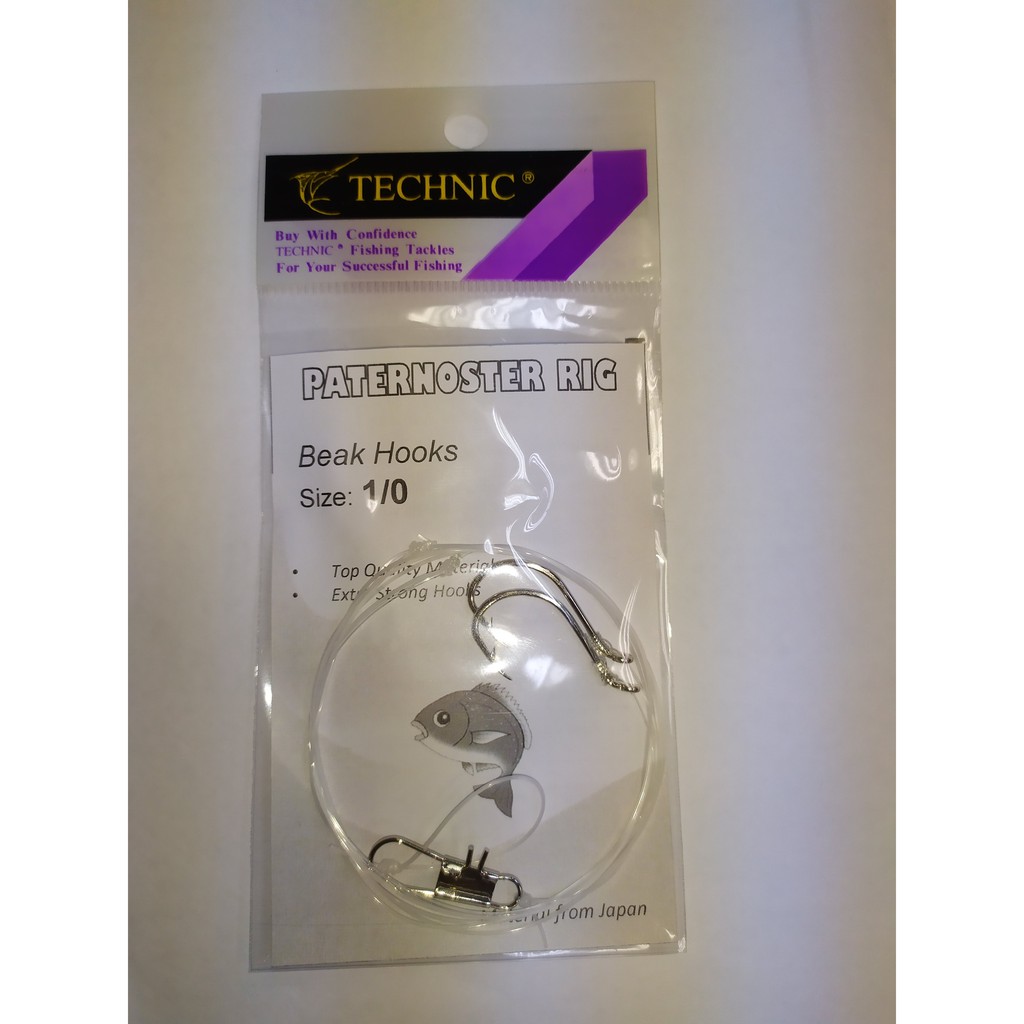 Technic Paternoster 2 Beak Hooks Pre-tied Rig - Sizes 6 to 2/0 - FC ...