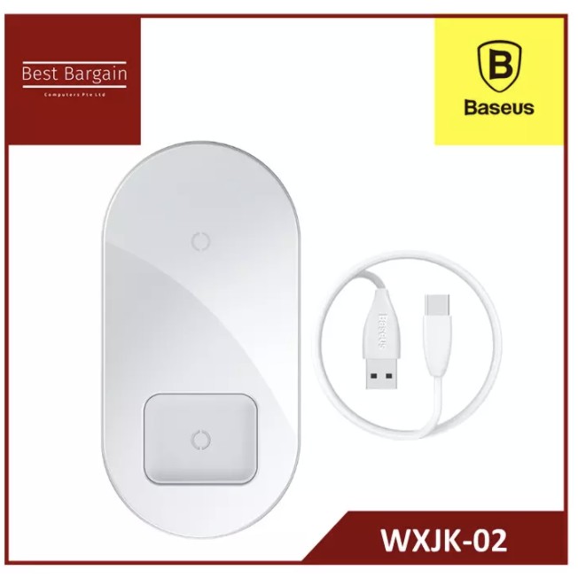Baseus Simple 2in1 Wireless Charger 18w Max For Phones Pods White Wxjk 02 Shopee Singapore
