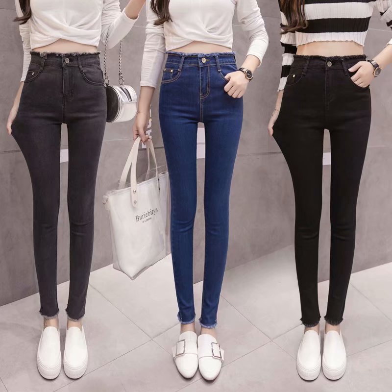 High Waist Skinny Jeans Women S Pants Korean Fashion Slim Casual Stretch Trousers Shopee Singapore