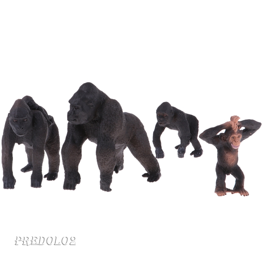 4pcs Gorilla Family Model Forest Wild Animal Figurines Collection Kids Toys Animals Collectibles