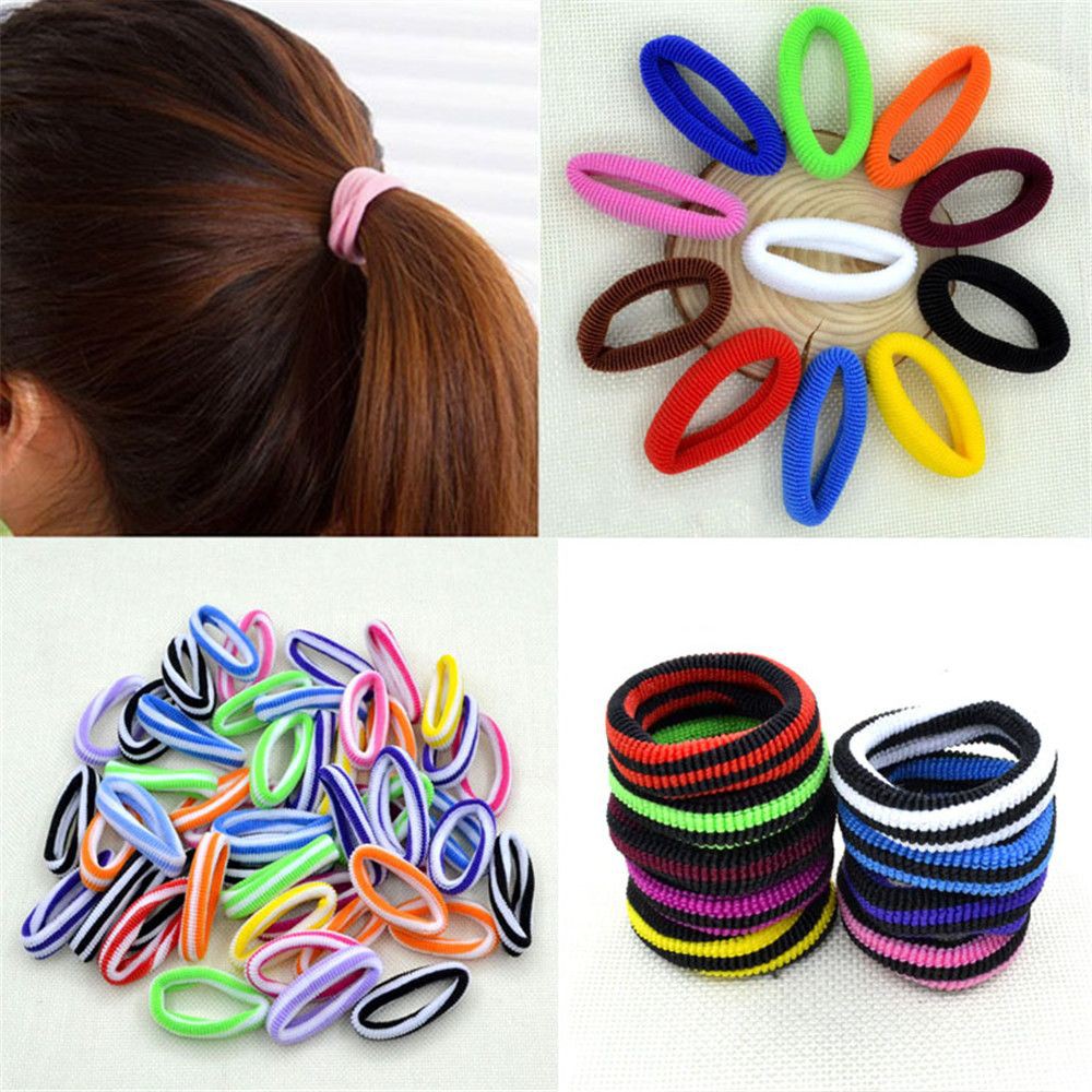 Girl Black Elastic Colorful Tie Ring Hair Hairband Shopee Singapore