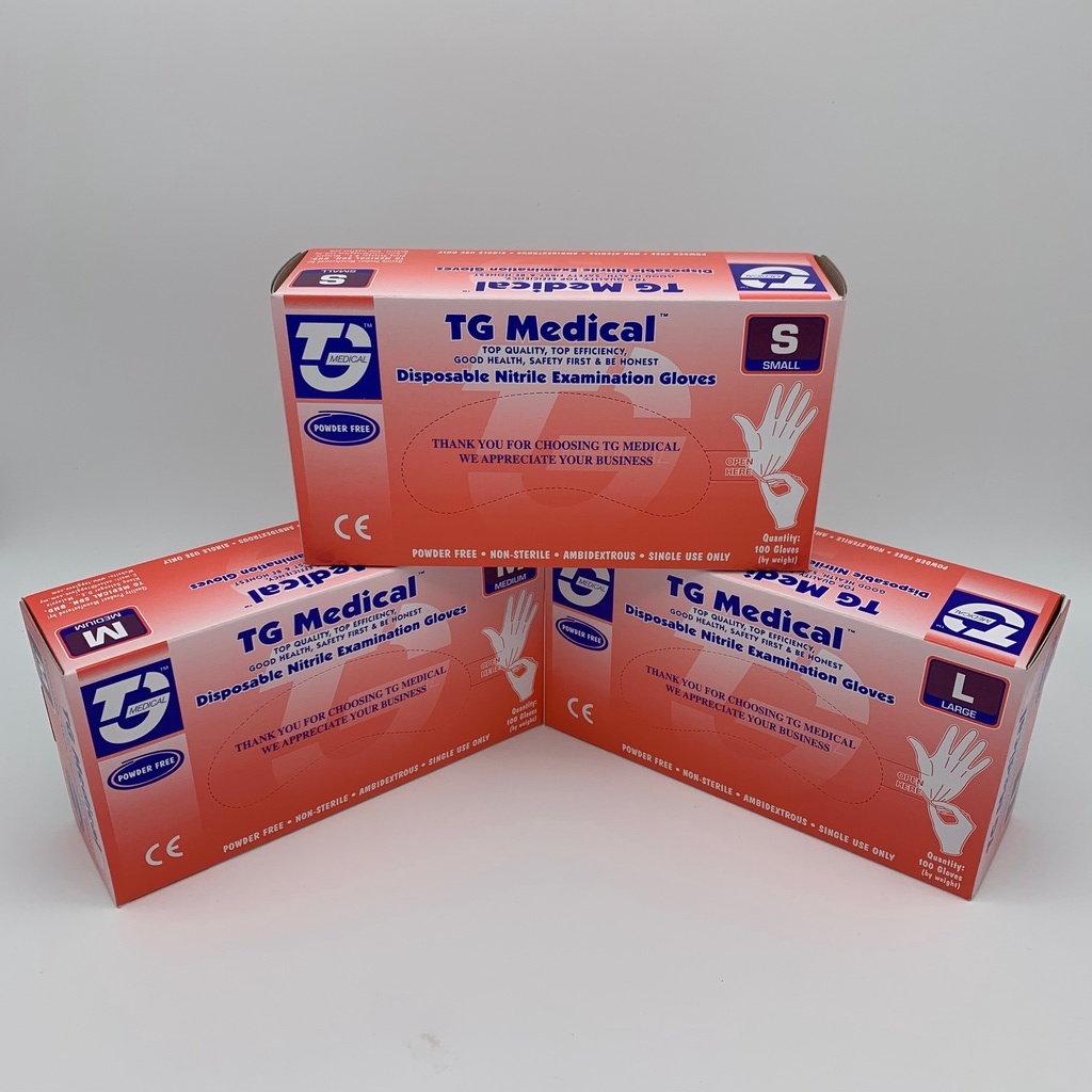 TG Medical Disposable Nitrile Examination Gloves Powder Free 100pcs/Box