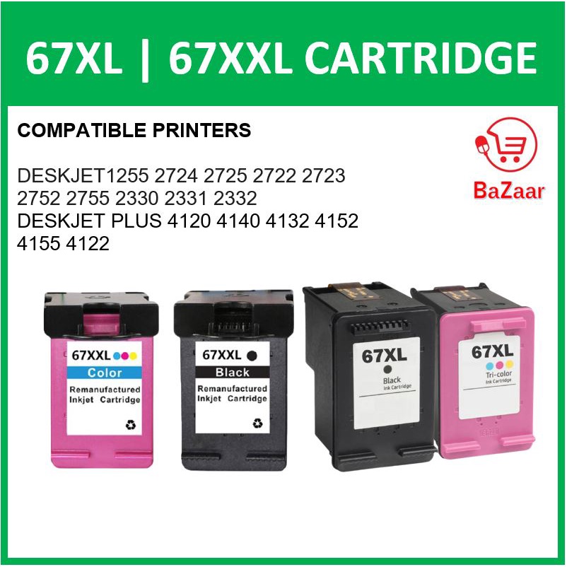 Compatible Hp 67xl 67xxl 67 Xl Black Color Ink Cartridge Printer Black Color Ink Cartridge 2635