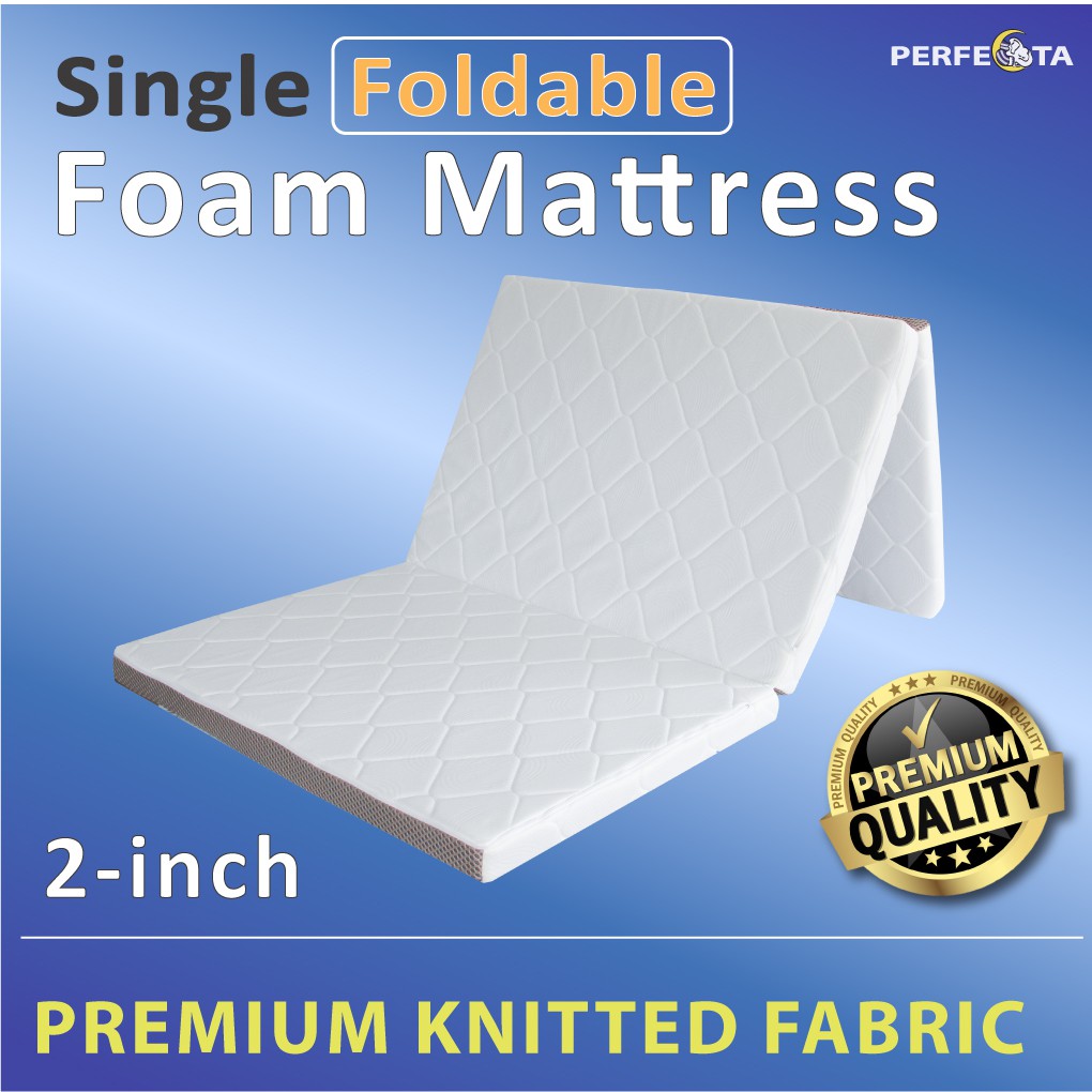 Foldable Mattress Premium Knitted 3 Fold Mattress 2 Inch