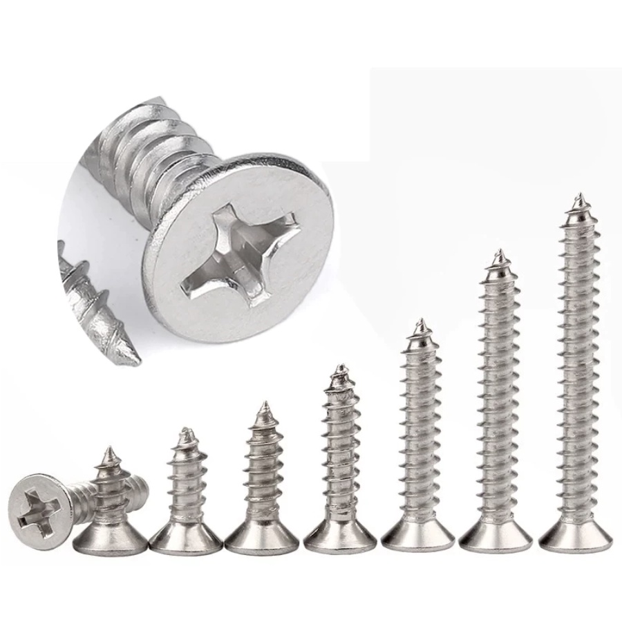 50Pcs M2-M3.5 316 Stainless Steel Cross Flat Head Countersunk Self-tapping Screw 