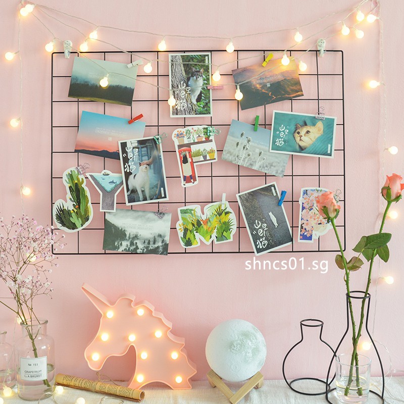 Grid Photo Wall Decoration Iron Frame Barbed Wire Girl Dormitory Rope Clip Shopee Singapore