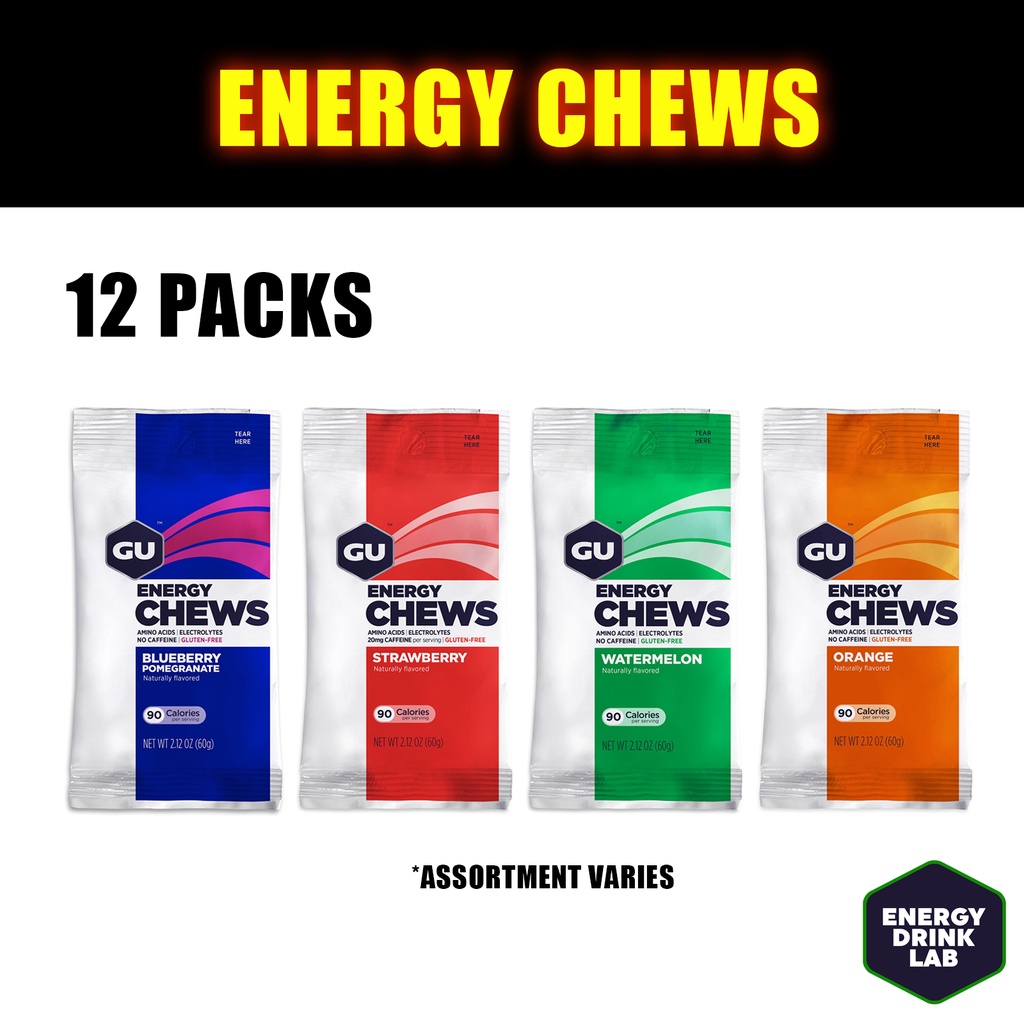 GU Energy Chews 12 Pack 24 Servings for Running Endurance Race Marathon