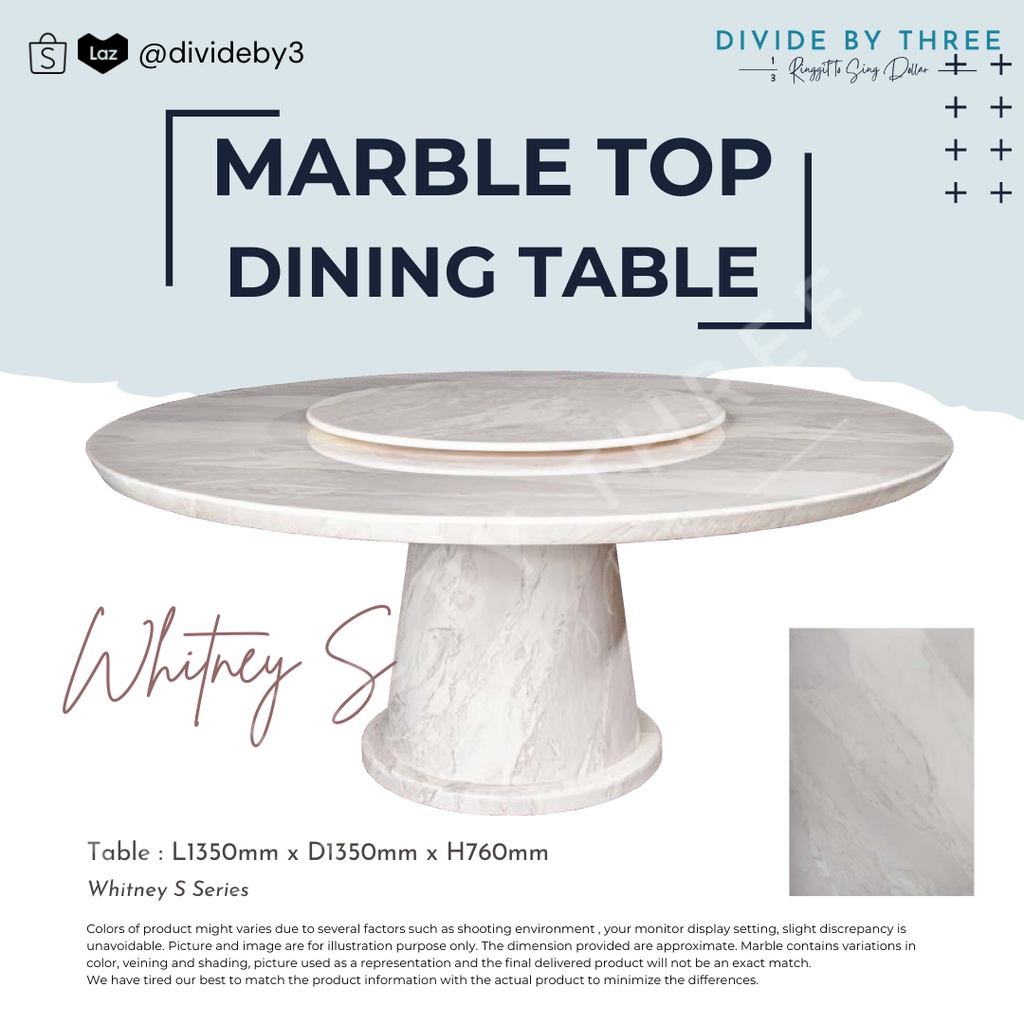 Whitney S Marble Top Dining Table - 1350mm | Shopee Singapore