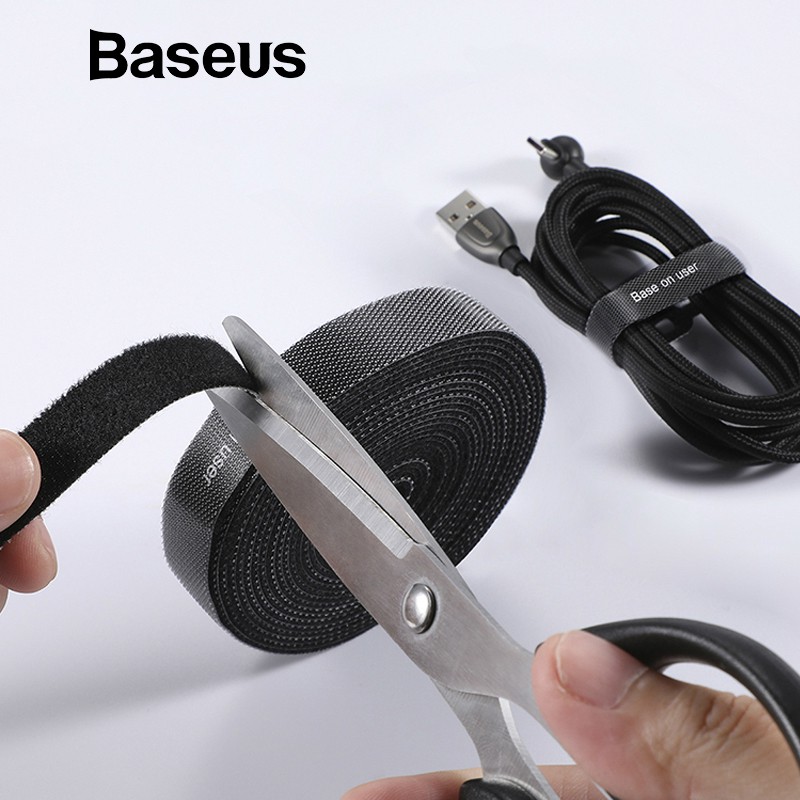 Baseus Velcro Strap Reusable Cable Tie Fastening Tape Wire Magnetic Cable Organizer USB Cable Management Winder Clip Desktop