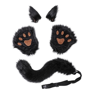Plush Fox Tail and Ears Hair Clips Faux Fur Fluffy Tail Cosplay Dress Up Kits Accessories 22 Tail, Hair Clips 