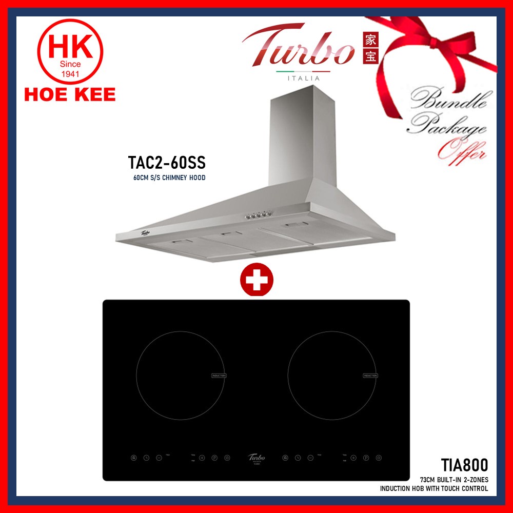 (Bundle) Turbo TIA800 73CM Builtin 2ZONES Induction hob with touch