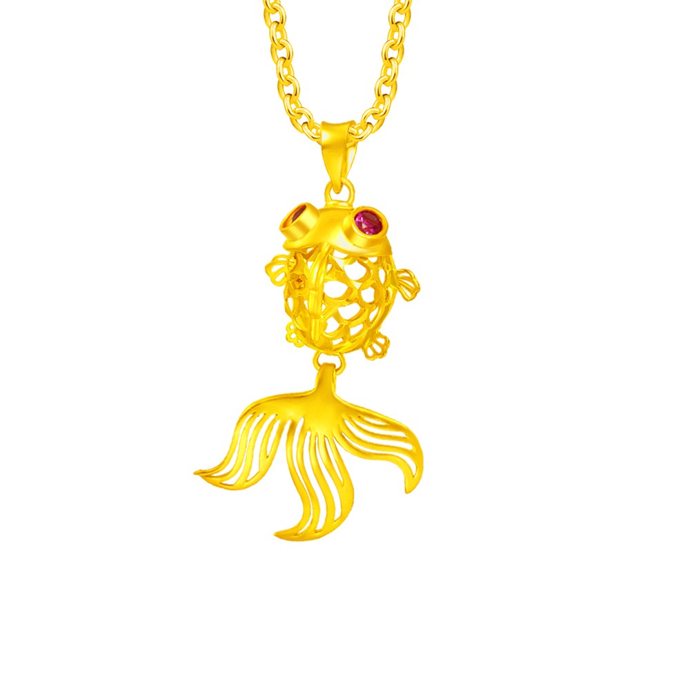 Moneymax Jewellery 916 Love Gold Lucky Charm Prosperity Fish Pendant Np19 1 Shopee Singapore