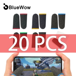 BlueWow 20PCS Finger Sleeve, Breathable PUBG Mobile Game Controller Finger Sleeve Touch Screen Finger Cot with Conducting Wire Fiber for Mobile Game, Rules of Survival