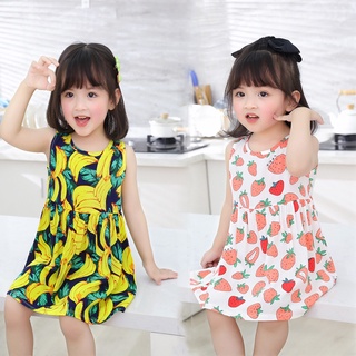 1-7 Years Girls Terno Dresses Tutu Princess Floral Cotton Summer Sun Dresses