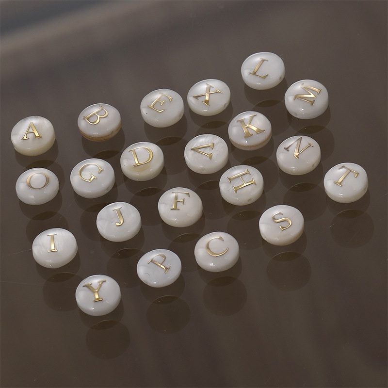 5 Pcs White Double-sided Gold Edge Straight Hole Shell  26 Alphabet Charm Natural Mother Of Pearl Letter Pendant Diy Jewelry Making